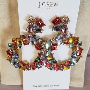 J. Crew Crystal Wreath Statement Earrings NWT